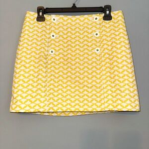 EUC Vineyard Vines Geometric Yellow & White A Line Mini Skirt Size 6